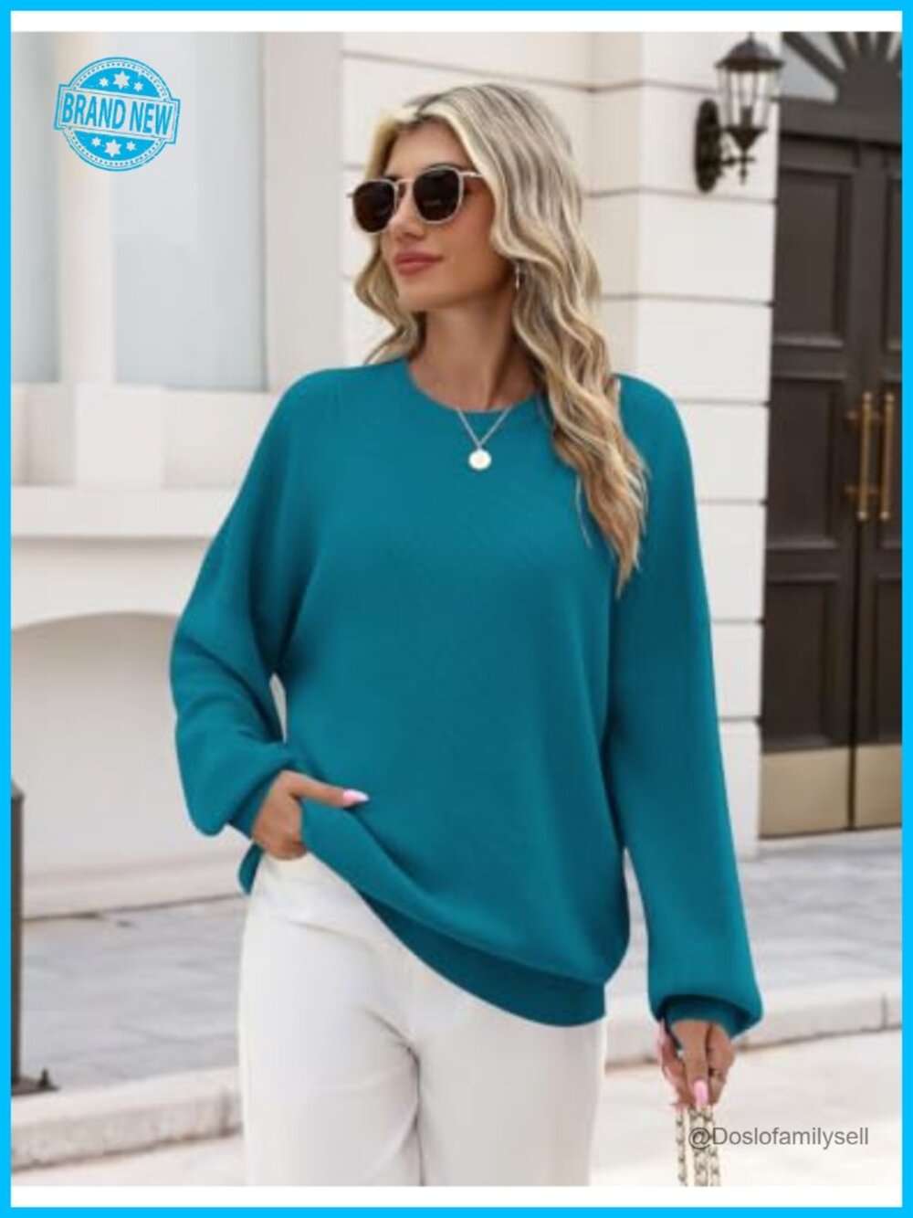 Oversized Crewneck Long Sleeve Knit Sweater Pullover